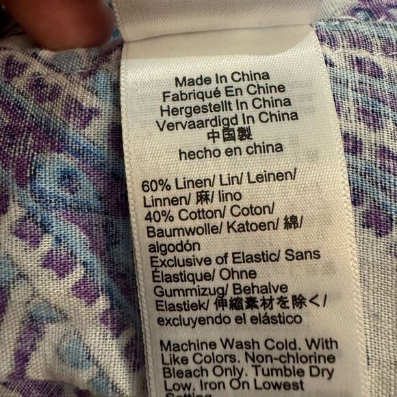 J. Crew Smocked Linen-Blend Bandeau Beach Dress in Purple Paisley Size Large - Picture 9 of 10